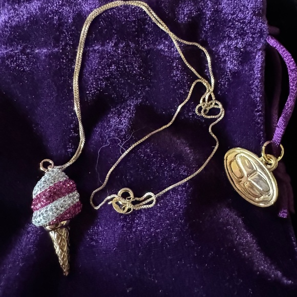 Simone I. Smith Sterling Pink Clear Crystal Ice Cream Cone Necklace- NWOT - Picture 7 of 7